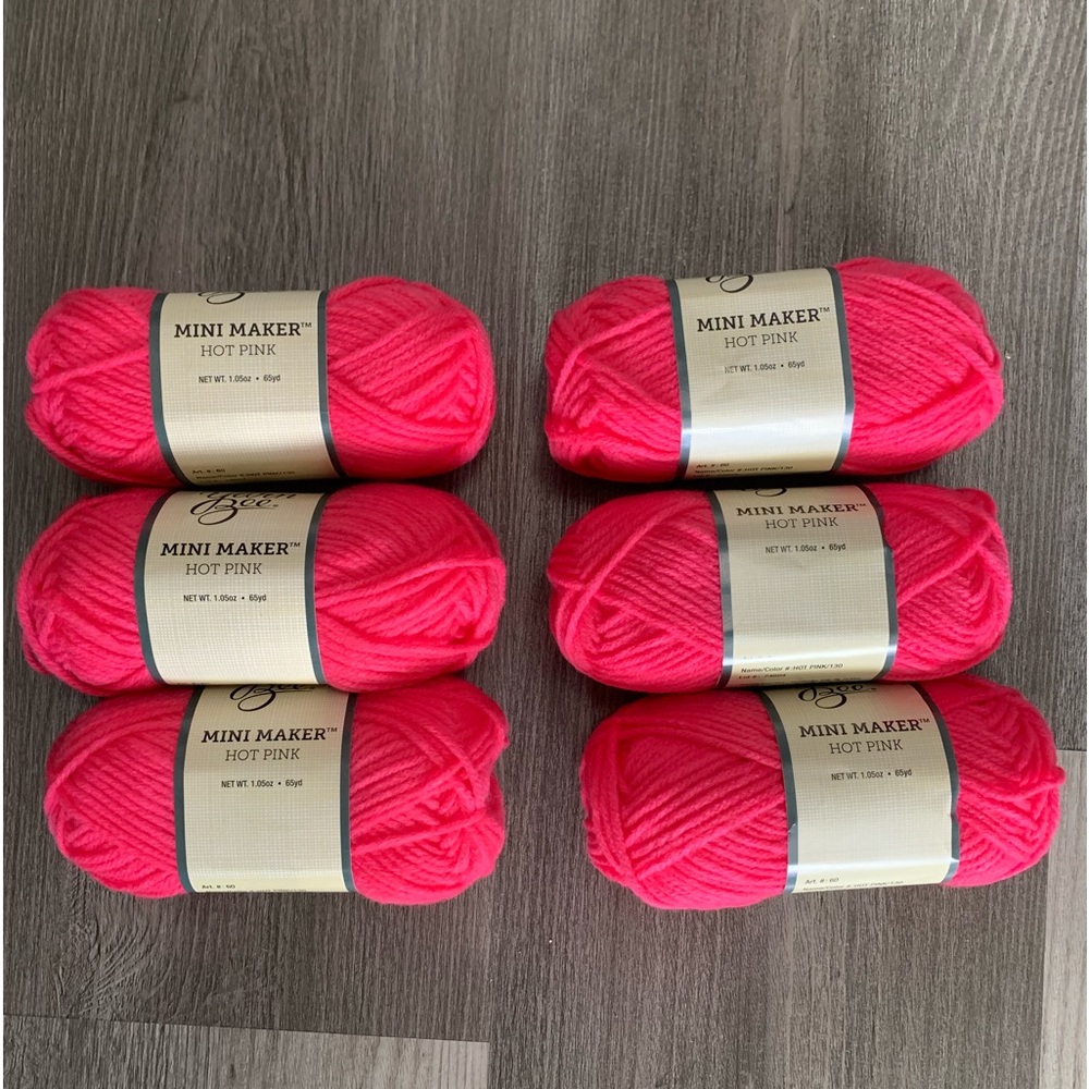 Yarn Bee Mini Maker Yarn- Hot Pink - 6 Skeins